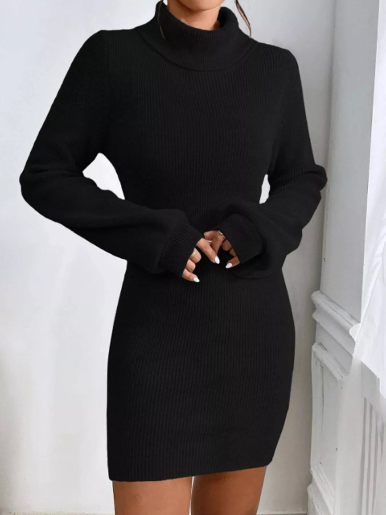 Turtleneck Knit Sweater Dress - GirlyBayCasual Dresses324c1bfbc69443fb9327ee0126618151 - Max - Origin100100853635564SBlackGirlyBay324c1bfbc69443fb9327ee0126618151 - Max - OriginTurtleneck Knit Sweater DressCasual DressesGirlyBay100100853635564