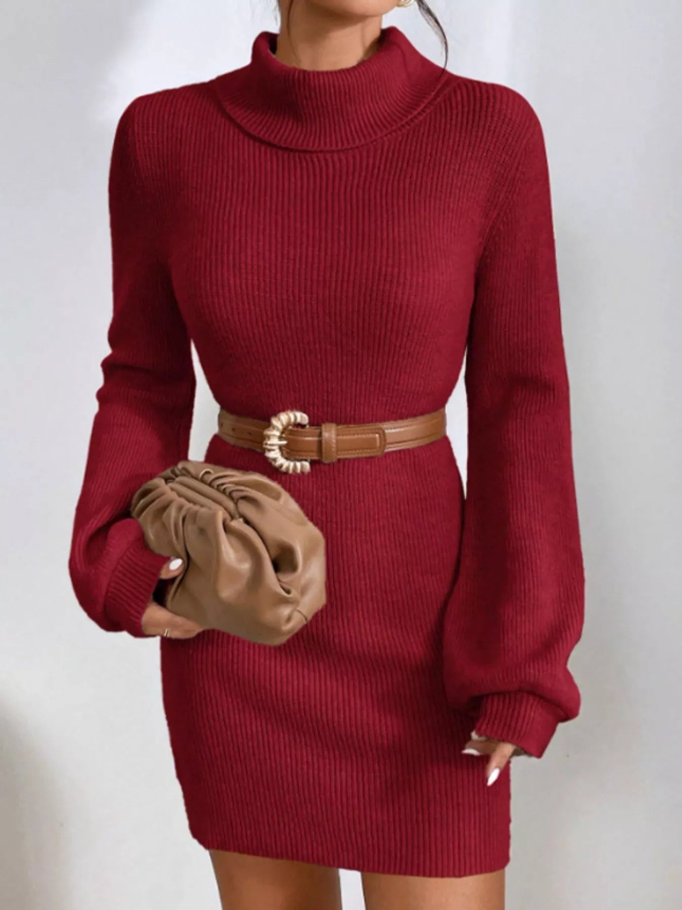 Turtleneck Knit Sweater Dress - GirlyBayCasual Dresses680ee45c07374aafa6140975a629cb46 - Max - Origin100100853638982SWine RedGirlyBay680ee45c07374aafa6140975a629cb46 - Max - OriginTurtleneck Knit Sweater DressCasual DressesGirlyBay100100853638982