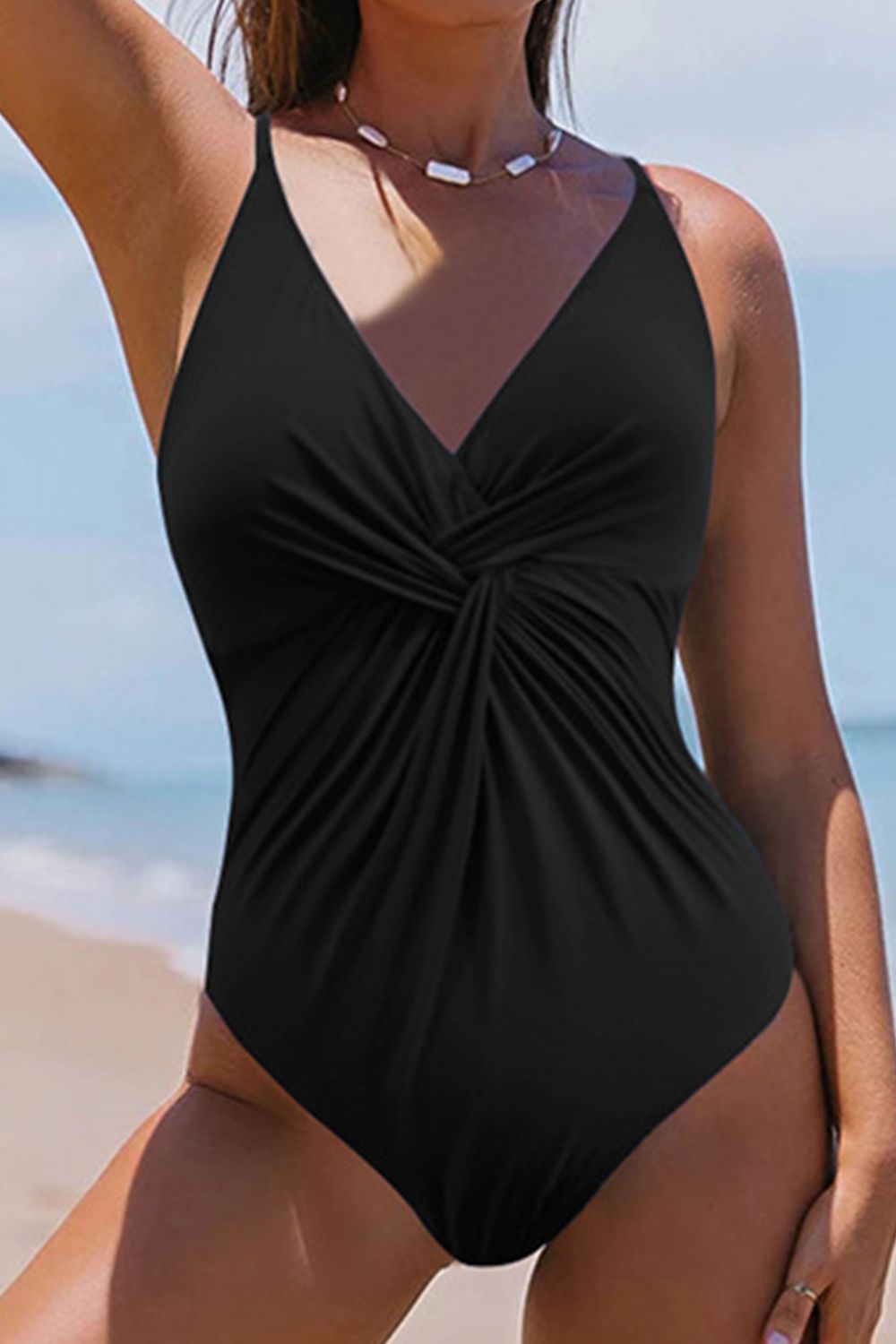Twisted Crisscross V-Neck One-Piece SwimwearSwimwear One piecesTrendsiGirlyBay100100892901026BlackSShip From Overseas