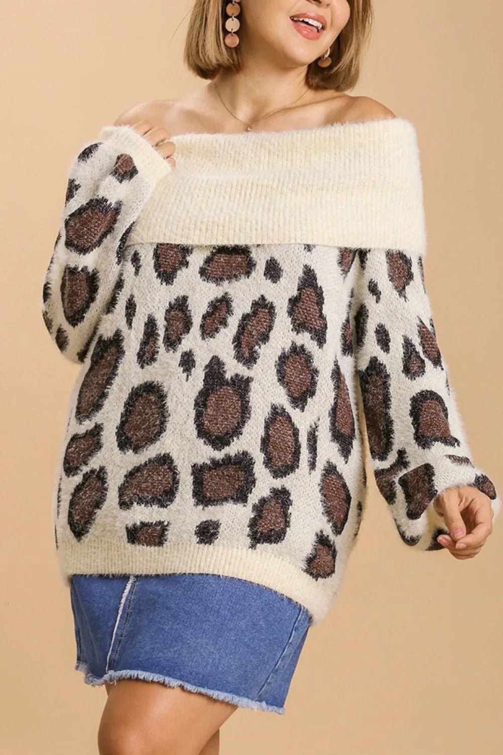 Umgee Full Size Leopard Off - Shoulder Long Sleeve Sweater Plus Size - GirlyBayPlus Size Clothesb1e75a6f - e6aa - 4a62 - a52c - 200ecfd605ce - Max100100406291859SCREAMMIXGirlyBayb1e75a6f - e6aa - 4a62 - a52c - 200ecfd605ce - MaxUmgee Full Size Leopard Off - Shoulder Long Sleeve Sweater Plus SizePlus Size ClothesGirlyBay100100406291859