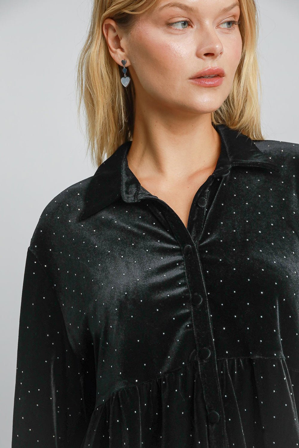 Umgee Full Size Polka Dot Button Up Half Sleeve Shirt - GirlyBayCasual DressesUmgee Full Size Polka Dot Button Up Half Sleeve Shirt100100364221547SBlackGirlyBayUmgee Full Size Polka Dot Button Up Half Sleeve Shirt