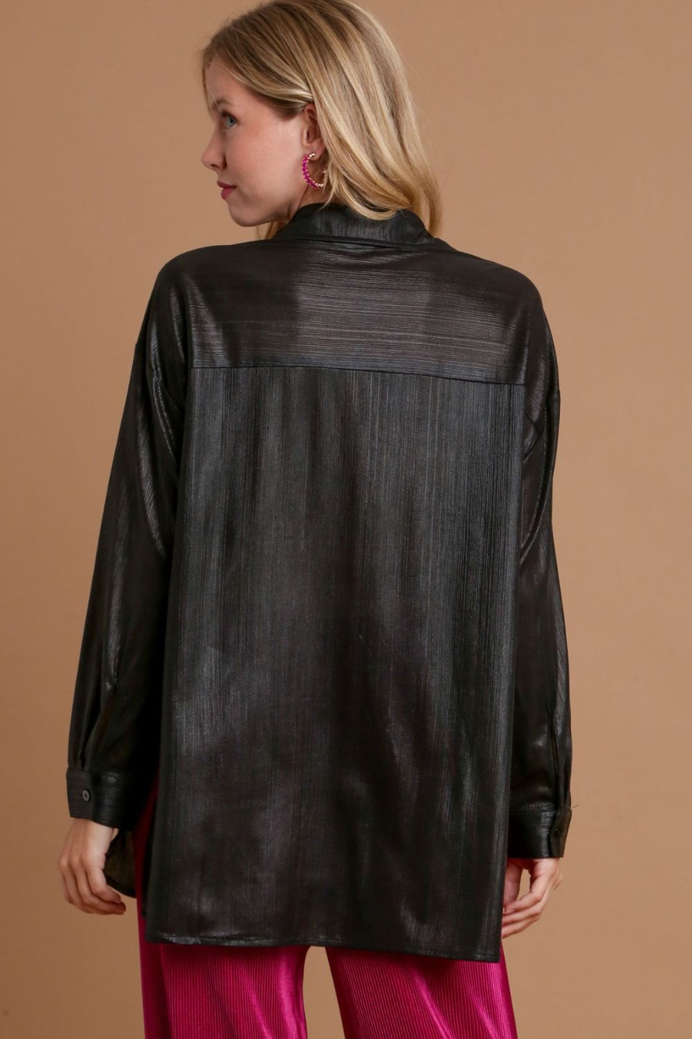 Umgee Side Slit Button Up Long Sleeve Shirt - GirlyBayCasual DressesUmgee Side Slit Button Up Long Sleeve Shirt100100413741025SBlackGirlyBayUmgee Side Slit Button Up Long Sleeve Shirt
