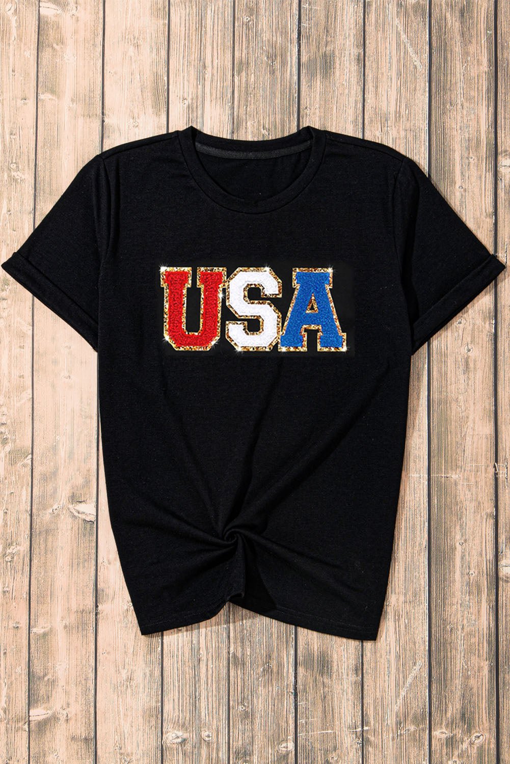 USA Round Neck Short Sleeve T-Shirt - GirlyBayUSA Round Neck Short Sleeve T-Shirt100100811031554SBlackGirlyBayUSA Round Neck Short Sleeve T-Shirt