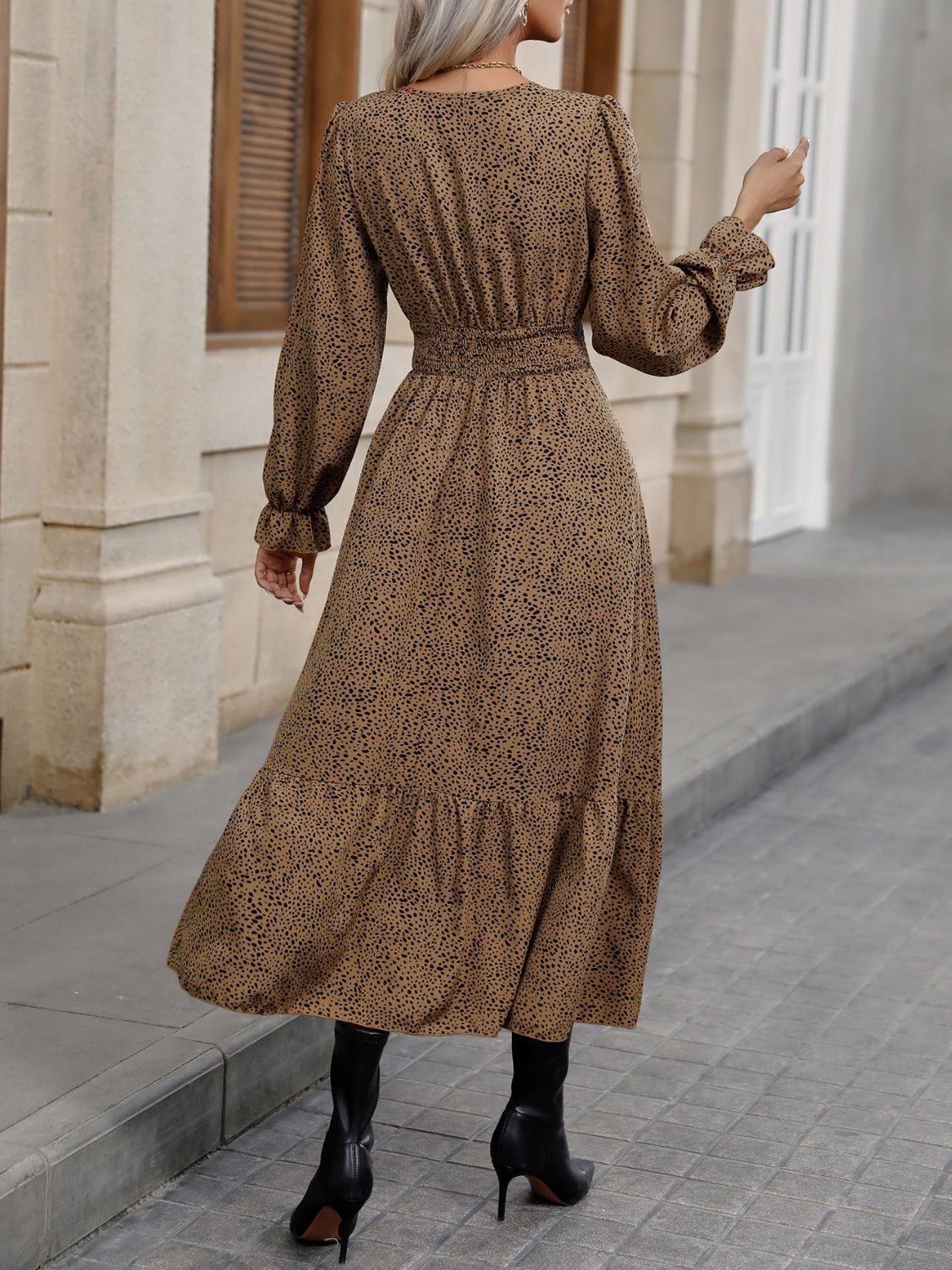 V-Neck Flounce Sleeve Ruffle Hem DressCasual DressesTrendsiGirlyBay100101834071835CaramelSShip From Overseas#tag