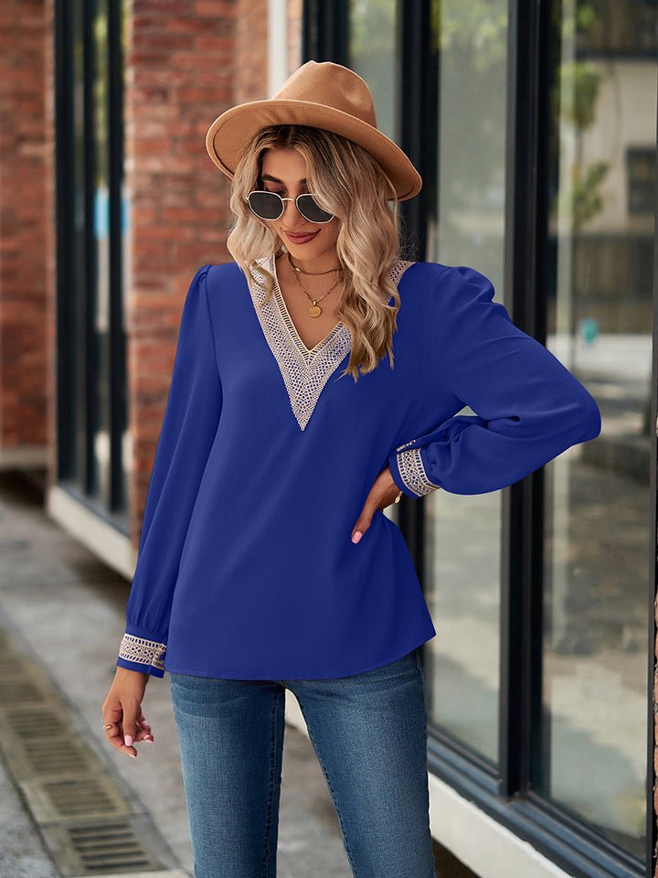 V - Neck Long Sleeve Blouse - GirlyBayV - Neck Long Sleeve Blouse100101134779732SRoyal BlueGirlyBayV - Neck Long Sleeve Blouse