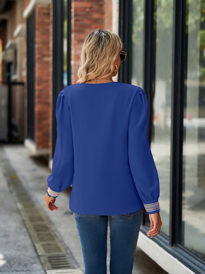 V - Neck Long Sleeve Blouse - GirlyBayV - Neck Long Sleeve Blouse100101134779732SRoyal BlueGirlyBayV - Neck Long Sleeve Blouse