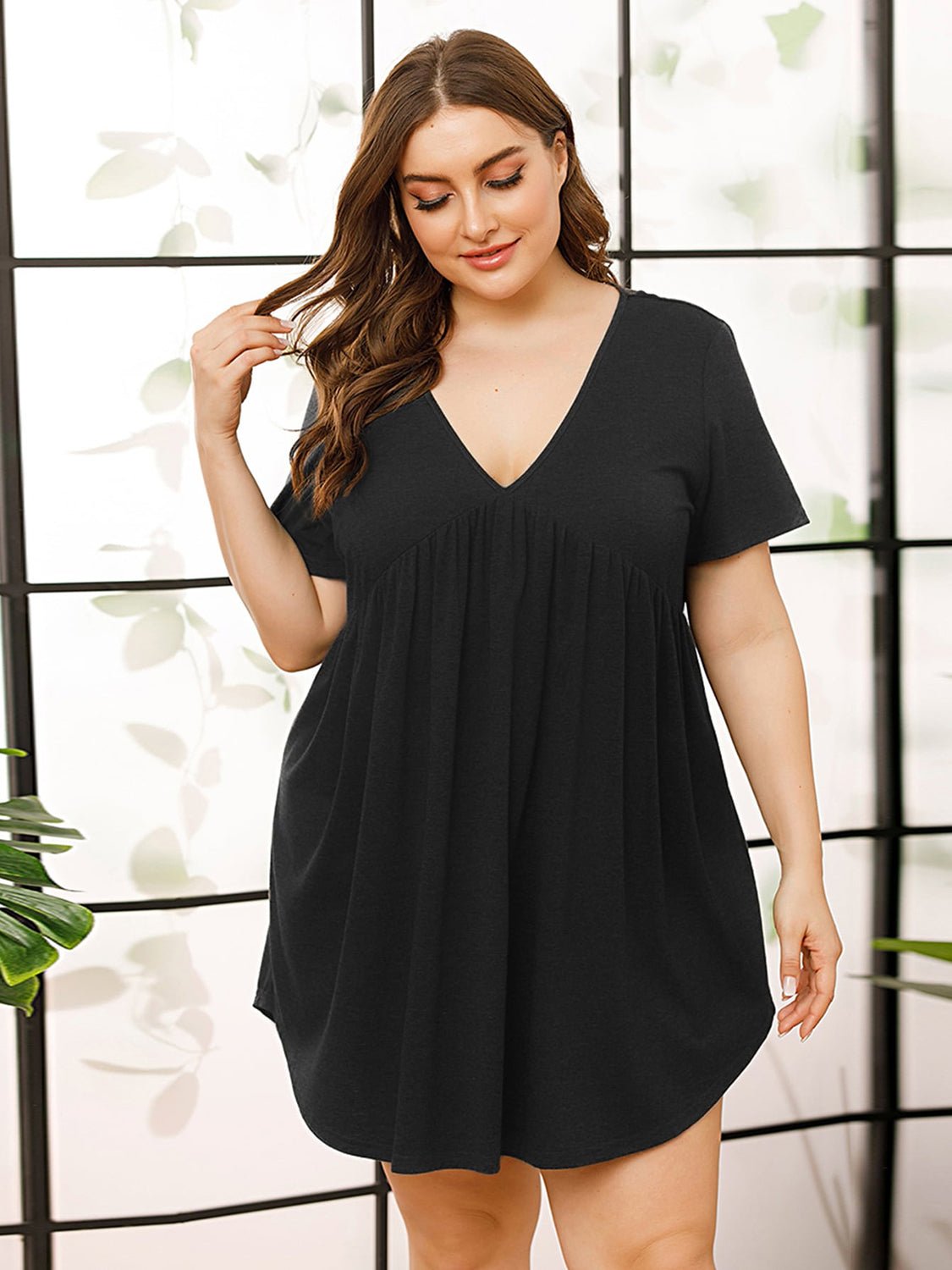 V - Neck Short Sleeve Lounge Dress - GirlyBayLoungewear & UnderwearV - Neck Short Sleeve Lounge Dress100100246421649SBlackGirlyBayV - Neck Short Sleeve Lounge Dress
