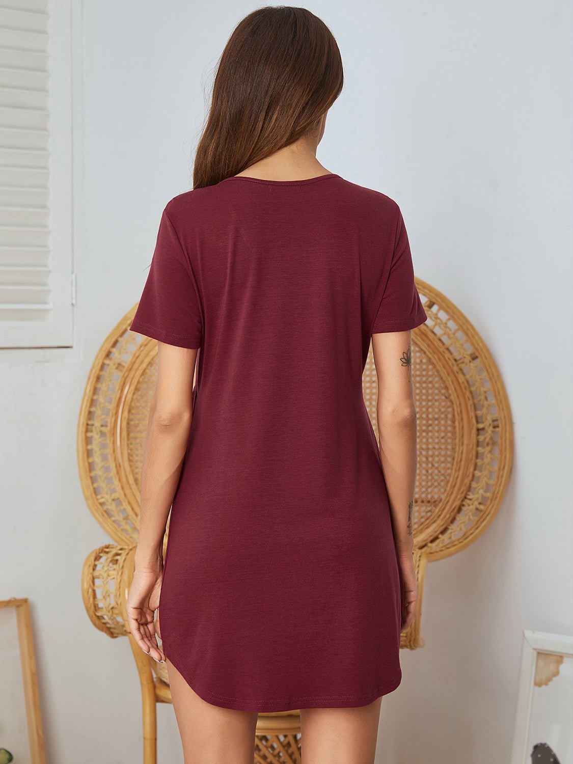 V - Neck Short Sleeve Lounge Dress - GirlyBayLoungewear & UnderwearV - Neck Short Sleeve Lounge Dress100100246422119SBurgundyGirlyBayV - Neck Short Sleeve Lounge Dress