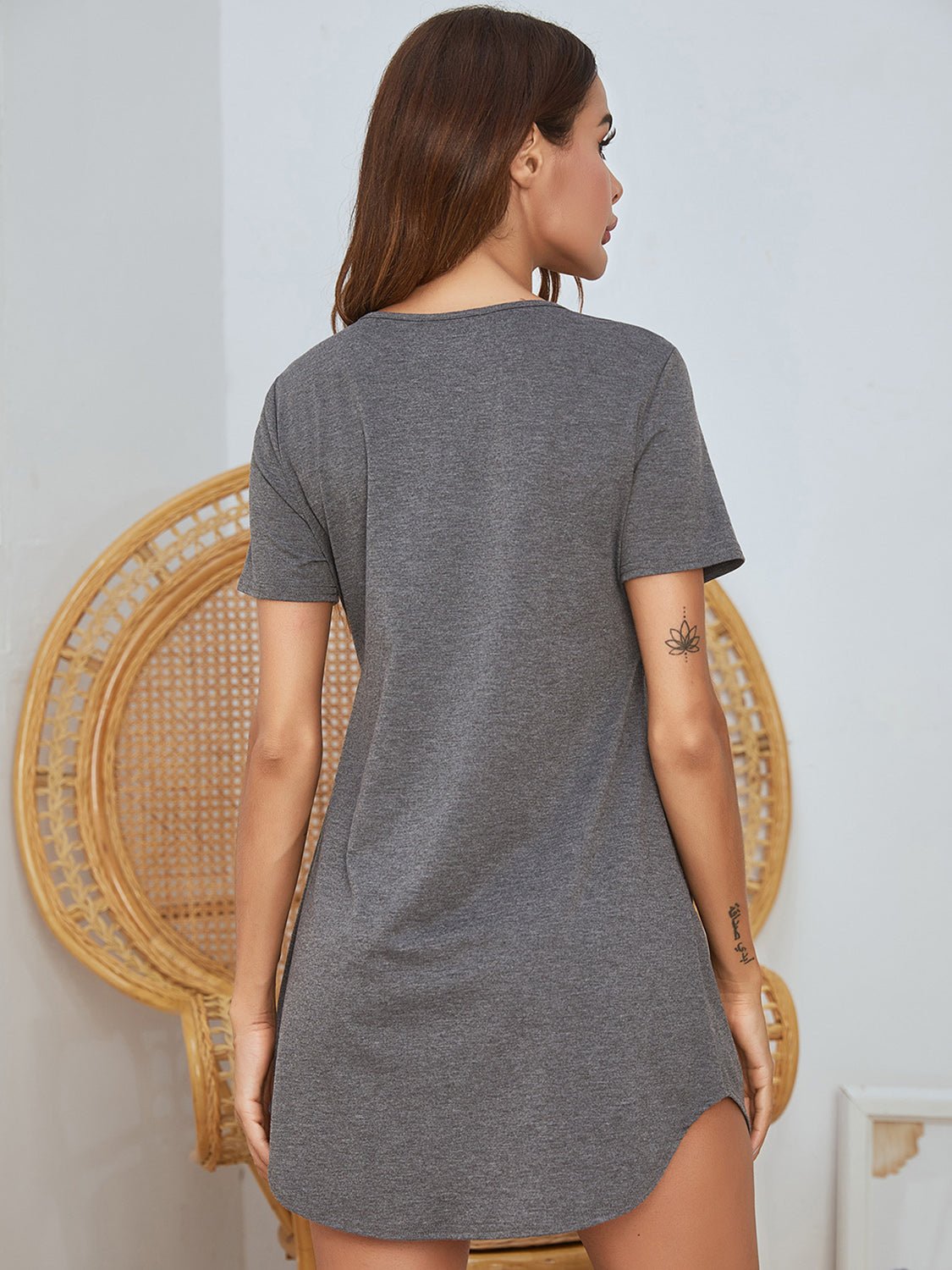 V - Neck Short Sleeve Lounge Dress - GirlyBayLoungewear & UnderwearV - Neck Short Sleeve Lounge Dress100100246426806SDark GrayGirlyBayV - Neck Short Sleeve Lounge Dress