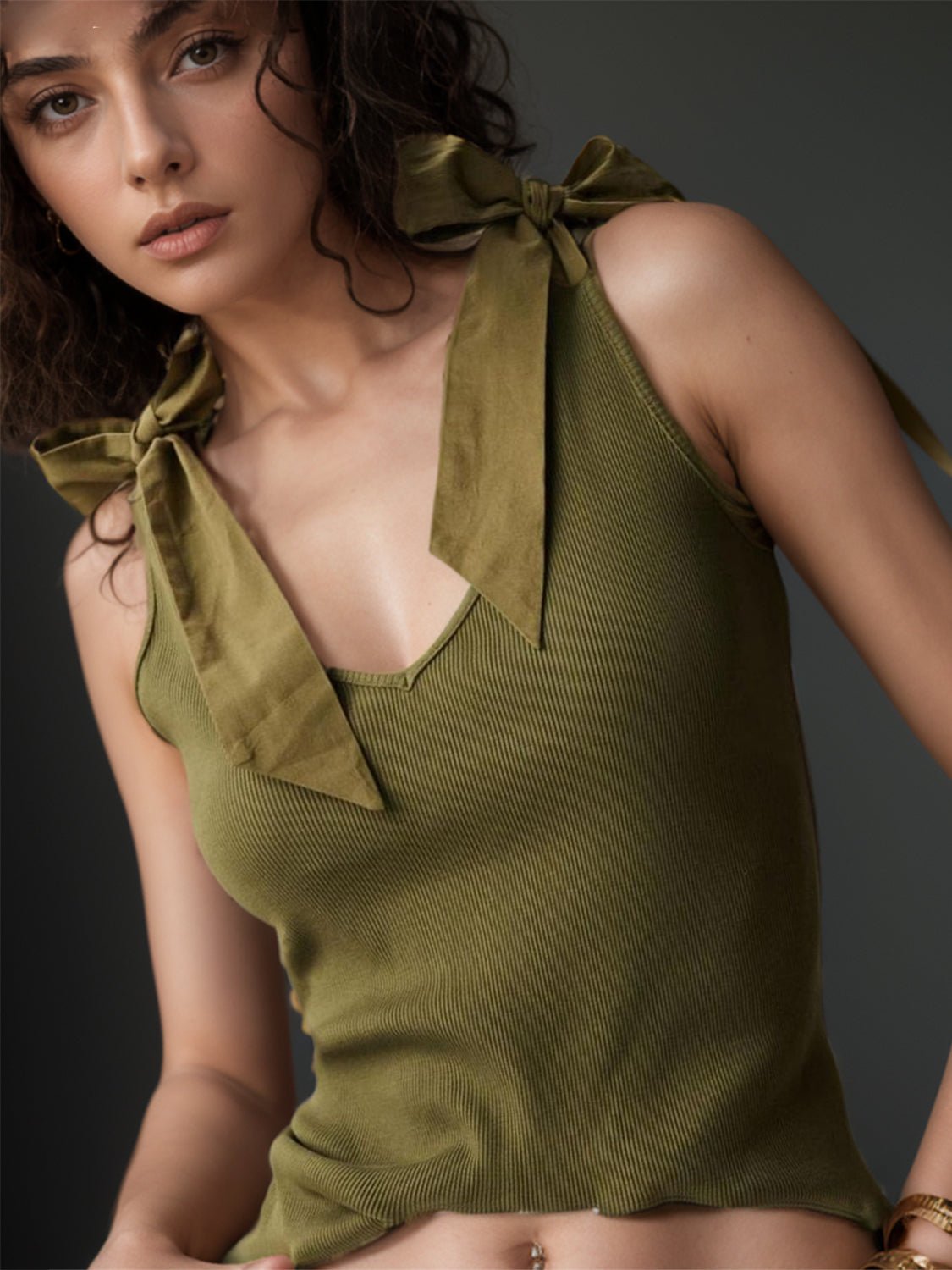 V - Neck Tie Shoulder Tank - GirlyBayV - Neck Tie Shoulder Tank100100721271092SArmy GreenGirlyBayV - Neck Tie Shoulder Tank