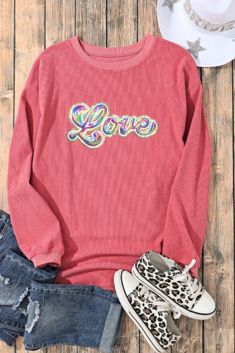 Valentine's Day LOVE Round Neck Long Sleeve Sweatshirt - GirlyBaySweatshirts & HoodiesValentine's Day LOVE Round Neck Long Sleeve Sweatshirt100100614731183SBurnt CoralGirlyBayValentine's Day LOVE Round Neck Long Sleeve Sweatshirt