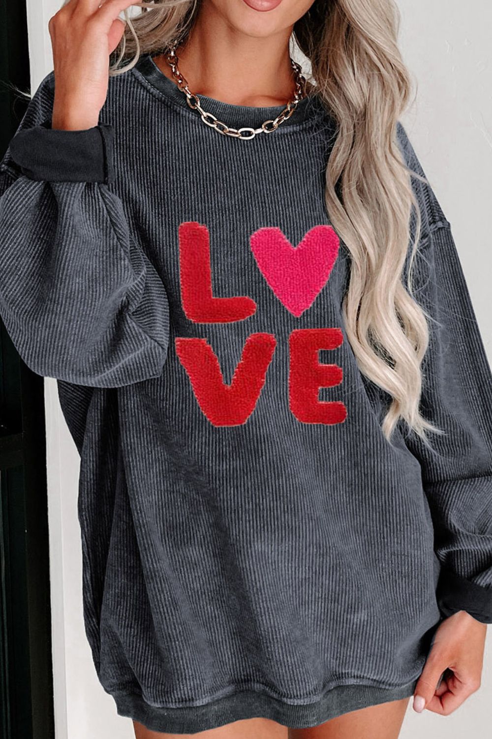 Valentine’s Day LOVE Round Neck Long Sleeve Sweatshirt - GirlyBaySweatshirts & HoodiesValentine’s Day LOVE Round Neck Long Sleeve Sweatshirt100100732395431SDark GrayGirlyBayValentine’s Day LOVE Round Neck Long Sleeve Sweatshirt