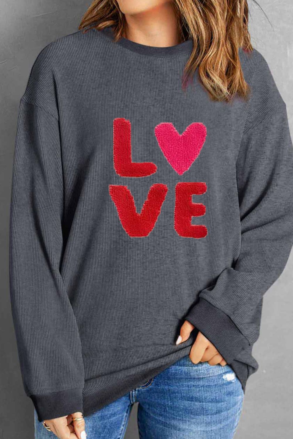 Valentine’s Day LOVE Round Neck Long Sleeve Sweatshirt - GirlyBaySweatshirts & HoodiesValentine’s Day LOVE Round Neck Long Sleeve Sweatshirt100100732395431SDark GrayGirlyBayValentine’s Day LOVE Round Neck Long Sleeve Sweatshirt
