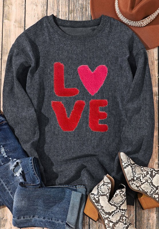 Valentine’s Day LOVE Round Neck Long Sleeve Sweatshirt - GirlyBaySweatshirts & HoodiesValentine’s Day LOVE Round Neck Long Sleeve Sweatshirt100100732399898SBlackGirlyBayValentine’s Day LOVE Round Neck Long Sleeve Sweatshirt