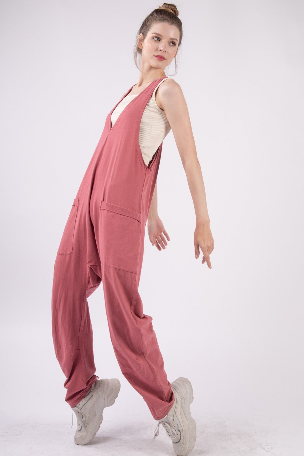 VERY J Plunge Sleeveless Jumpsuit with Pockets - GirlyBayJumpsuits & RompersVERY J Plunge Sleeveless Jumpsuit with Pockets100100470401421SBrickGirlyBayVERY J Plunge Sleeveless Jumpsuit with Pockets