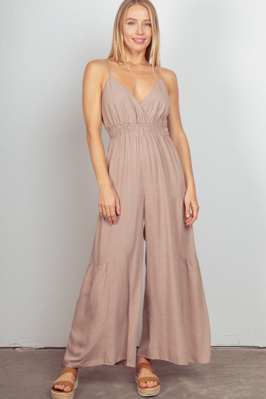 VERY J Sleeveless Ruched Wide Leg Jumpsuit - GirlyBayJumpsuits & RompersVERY J Sleeveless Ruched Wide Leg Jumpsuit100100541401802SNaturalGirlyBayVERY J Sleeveless Ruched Wide Leg Jumpsuit