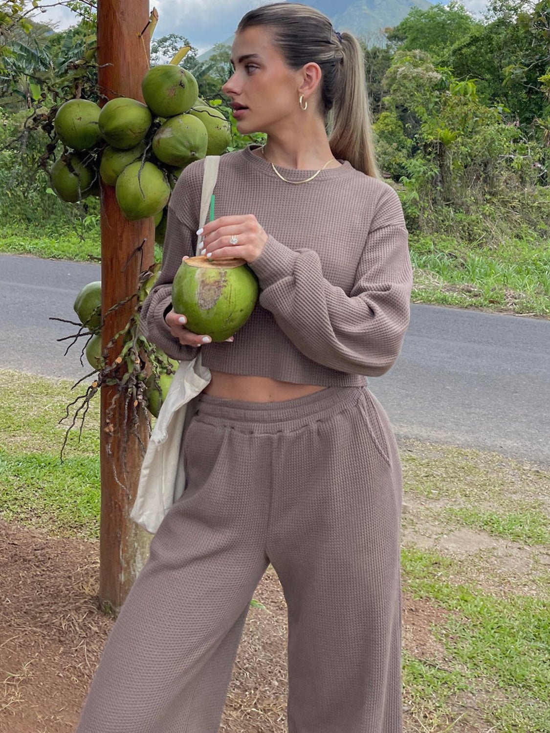 Waffle - Knit Round Neck Top and Pants Set - GirlyBayWaffle - Knit Round Neck Top and Pants Set100100761931347SMochaGirlyBayWaffle - Knit Round Neck Top and Pants Set