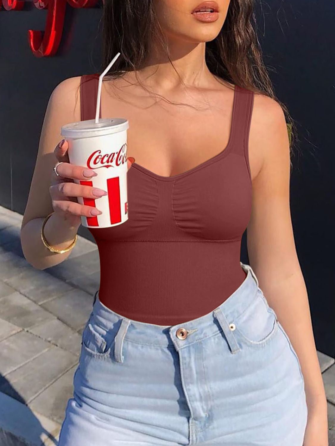 Wide Strap Active Tank - GirlyBayActivewearWide Strap Active Tank100100715991307SBrownGirlyBayWide Strap Active Tank