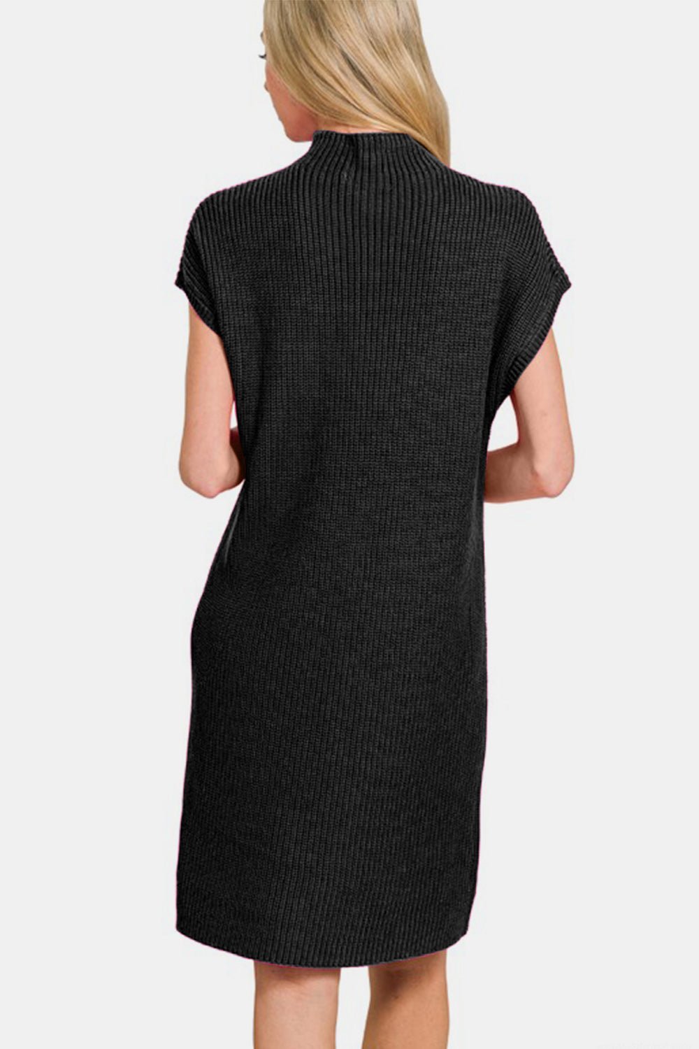 Zenana Mock Neck Short Sleeve Sweater Dress - GirlyBayCasual DressesZenana Mock Neck Short Sleeve Sweater Dress100100769131003SBlackGirlyBayZenana Mock Neck Short Sleeve Sweater Dress