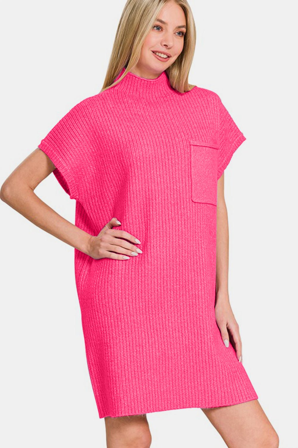 Zenana Short Sleeve Sweater Mini Dress - GirlyBayCasual DressesZenana Short Sleeve Sweater Mini Dress100100488421532SHot PinkGirlyBayZenana Short Sleeve Sweater Mini Dress