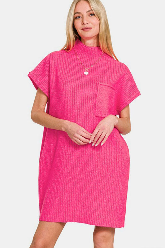 Zenana Short Sleeve Sweater Mini Dress - GirlyBayCasual DressesZenana Short Sleeve Sweater Mini Dress100100488421532SHot PinkGirlyBayZenana Short Sleeve Sweater Mini Dress