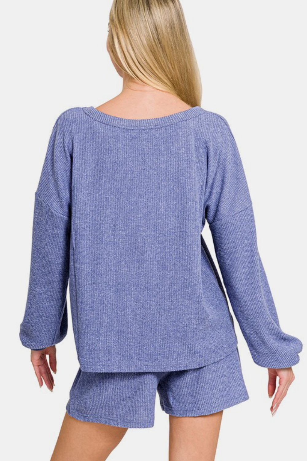 Zenana V - Neck Long Sleeve Ribbed Top and Shorts Set - GirlyBayCasual DressesZenana V - Neck Long Sleeve Ribbed Top and Shorts Set100100284731661SBlue PurpleGirlyBayZenana V - Neck Long Sleeve Ribbed Top and Shorts Set