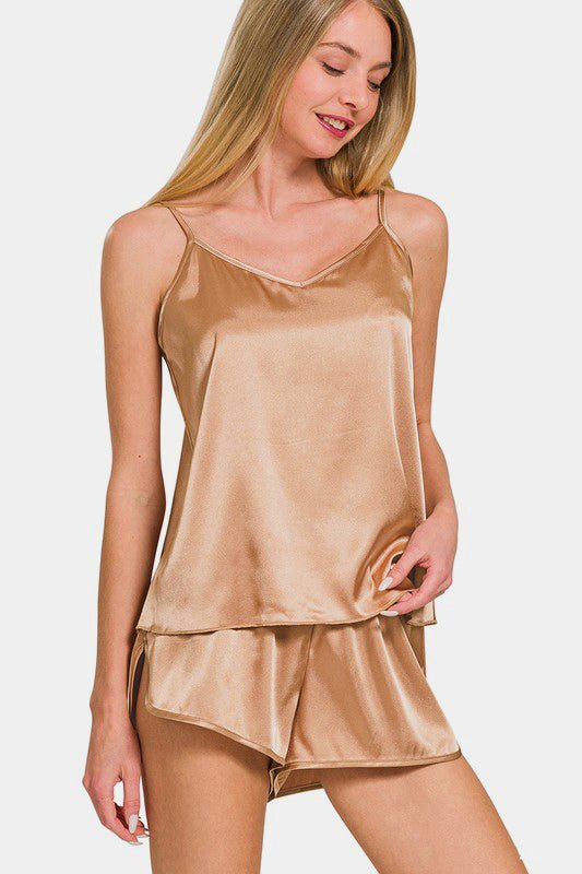 Zenana V - Neck Satin Cami and Elastic Waist Shorts Lounge Set - GirlyBayLoungewear & UnderwearZenana V - Neck Satin Cami and Elastic Waist Shorts Lounge Set100100671951211SBrushGirlyBayZenana V - Neck Satin Cami and Elastic Waist Shorts Lounge Set