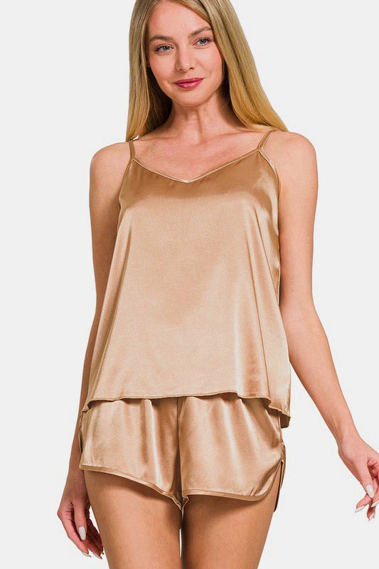Zenana V - Neck Satin Cami and Elastic Waist Shorts Lounge Set - GirlyBayLoungewear & UnderwearZenana V - Neck Satin Cami and Elastic Waist Shorts Lounge Set100100671951211SBrushGirlyBayZenana V - Neck Satin Cami and Elastic Waist Shorts Lounge Set