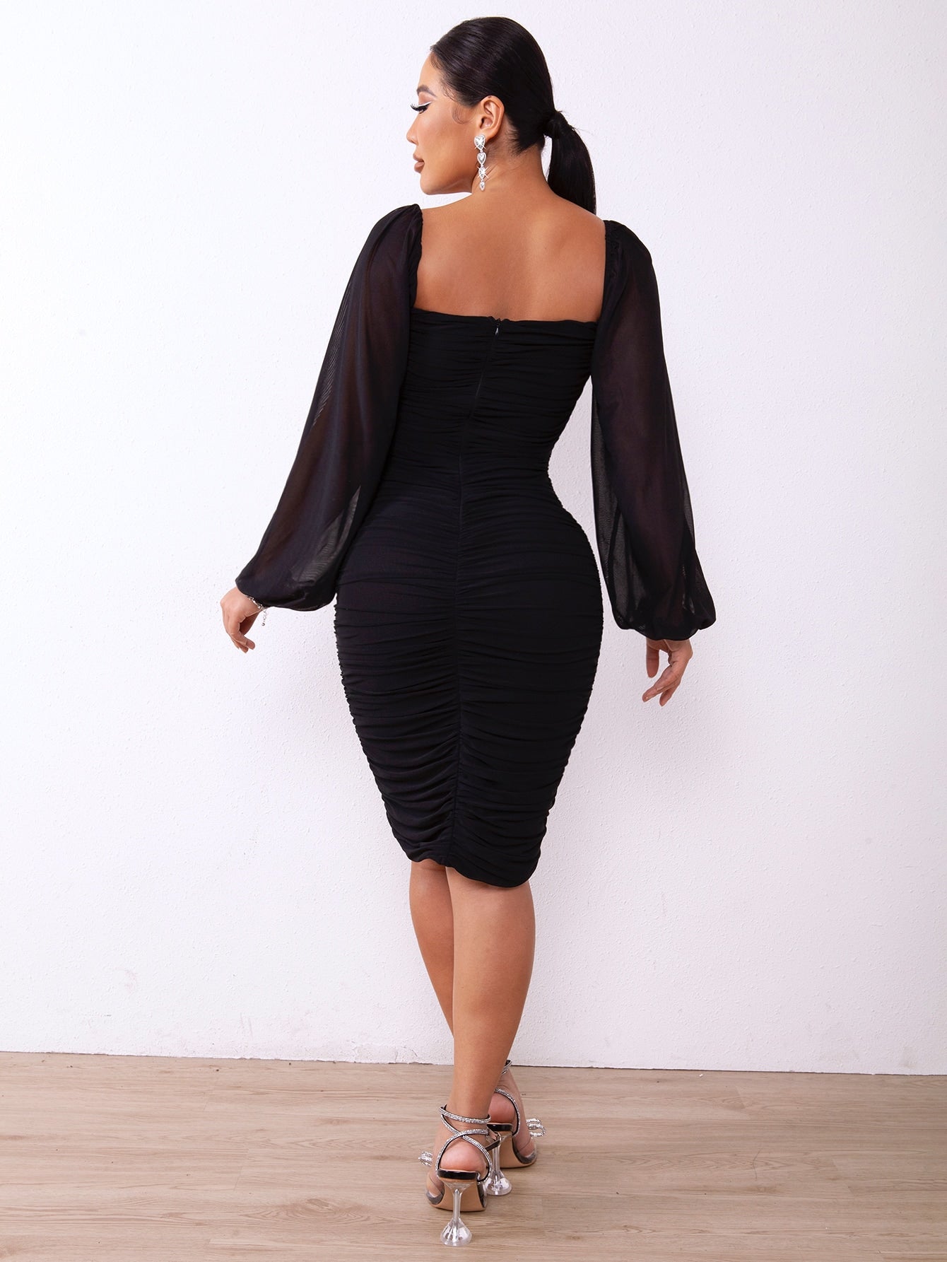 Ruched Zip-Back Bodycon - The Ultimate Figure EnhancerCocktail DressesTrendsiGirlyBay100101303422938BlackSRinging-N#
